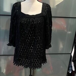 Anna Sui Black Lace Blouse